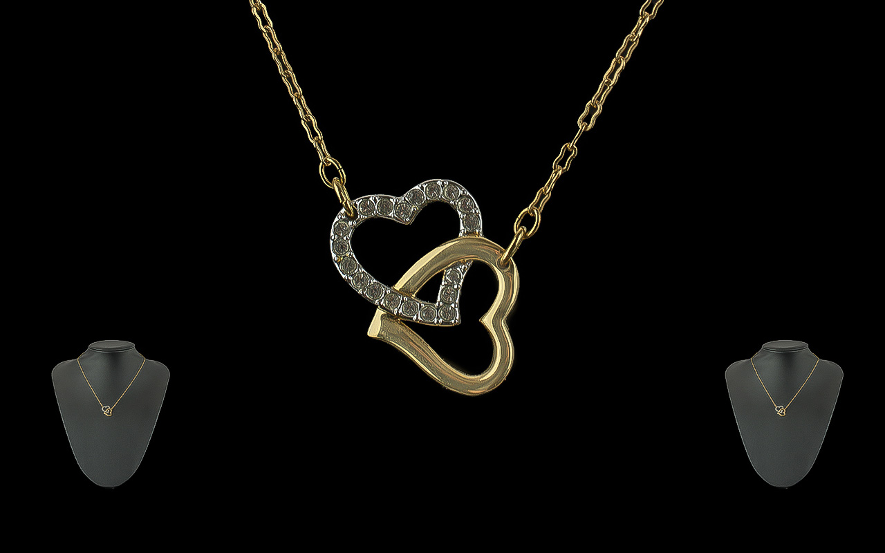 Swarovski Necklace two entwined hearts,