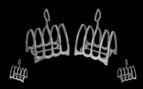 Edwardian Period 1901 - 1910 Fine Pair of Sterling Silver Toast Racks - Bishops Design, maker Walker