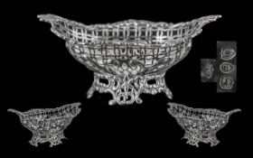 Victorian Period 1837 - 1901 Fine Quality Sterling Silver Openwork Small Ornate Pedestal Bowl of
