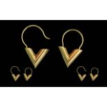 Louis Vuitton Interest - Ladies Louis Vuitton V Hoop Earrings In Gold Tone Metal, With Louis Vuitton