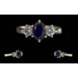 18ct Gold Sapphire & Diamond Ring, centr