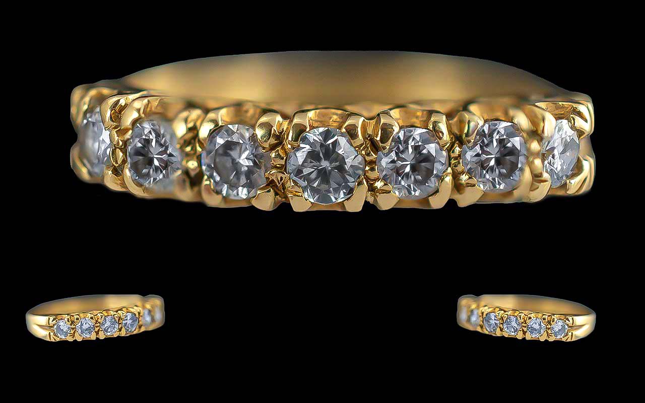 Ladies Pleasing 18ct Gold 7 Stone Diamon