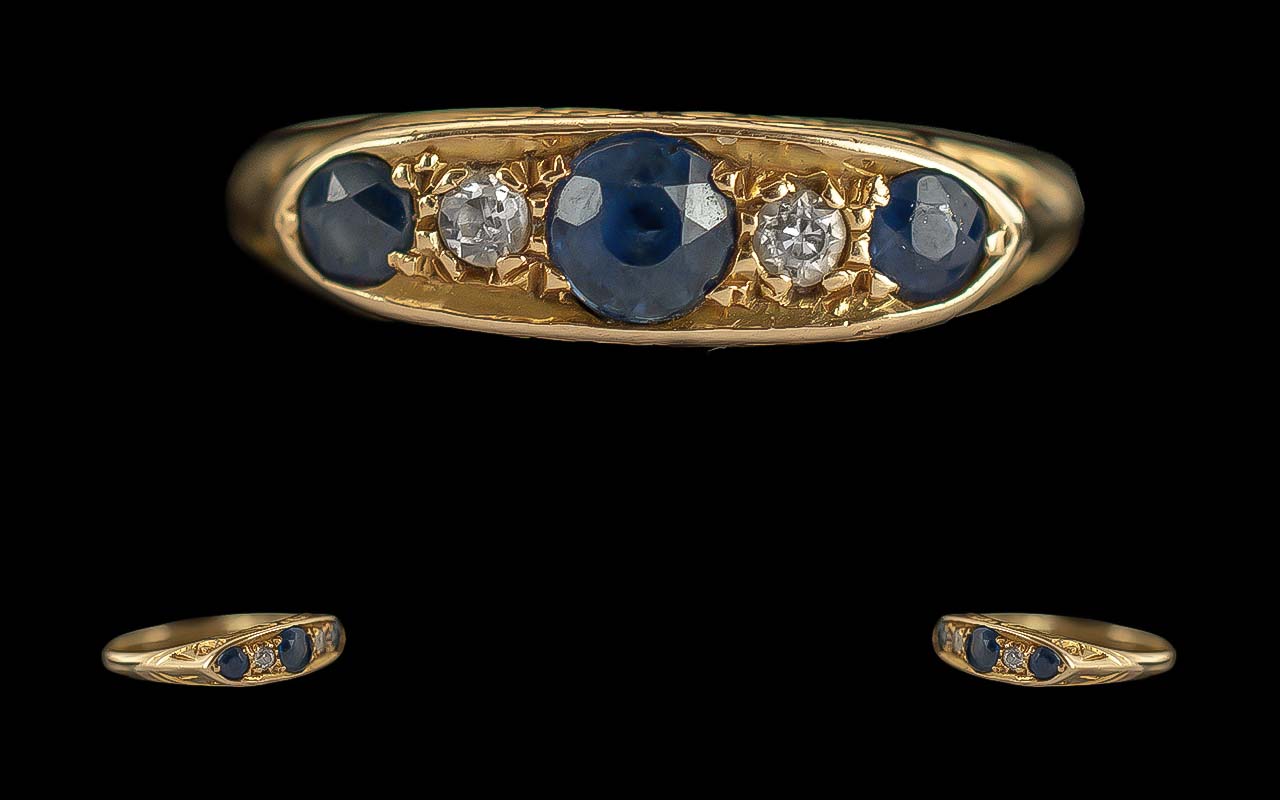 18ct Gold Sapphire & Diamond Ring, three