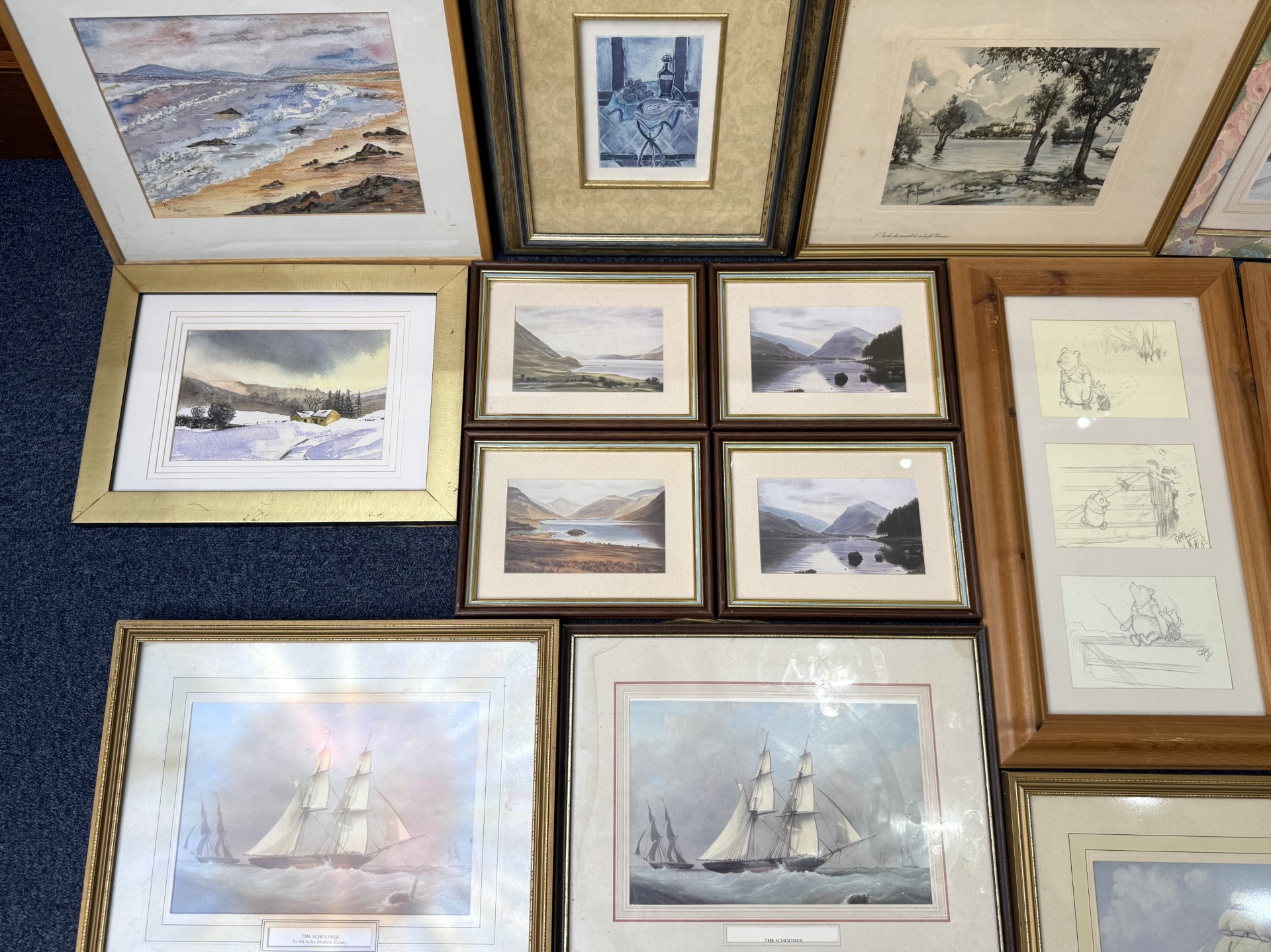 Two Bags Containing a Collection of Modern Framed Prints.