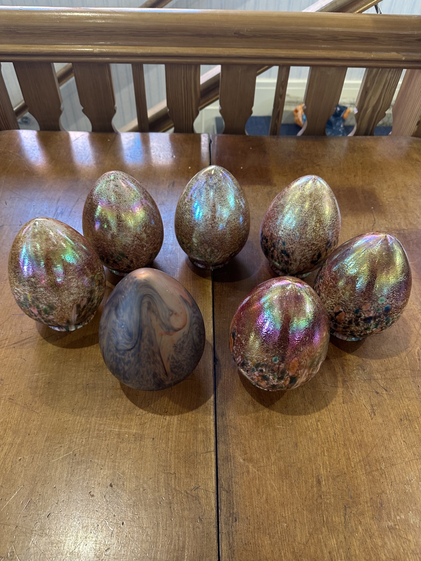 Seven Possibly Ditchfield Glassform Lamp Shades, unmarked, attractive golden orange colour.