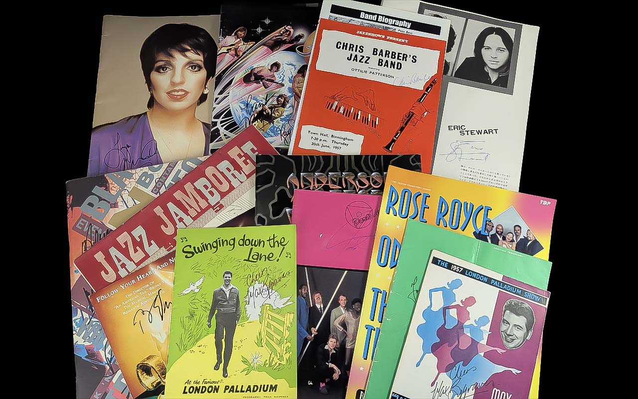 Pop Music - A Nice Collection of Programmes, Photos etc. Top Names Noted with Signatures Including