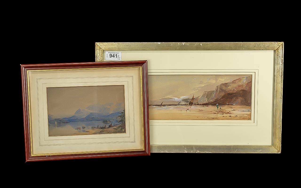 Mid 19thC Lake District Watercolour in the manner of JMW Turner. Indistinctly inscribed to reverse