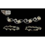 Mikimoto Tokyo Signed Silver Akoya Pearl Set Bracelet. c.1950's/1960's. Signed Mikimoto Tokyo.