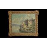 H Bennett Late 19th Century Original Oil Painting depicting Fowey harbour, framed in an ornate