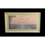 Dutch Seascape Jan Van Dyke Oil on Canvas, image measures 15'' x 30''. Broad framed, 21'' x 37''.