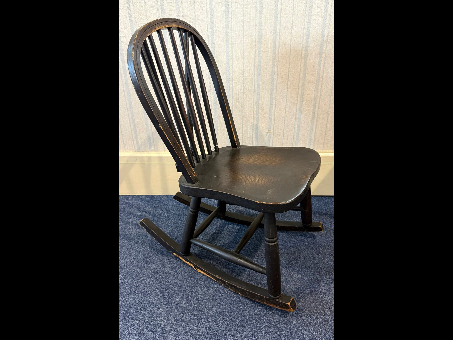 1916 Child's Windsor Style Rocking Chair, made by J Williams. Spindle back, stretchers. Measures - Image 2 of 2