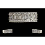 Ladies 18ct White Gold Baguette and Brilliant Cut Diamond Set Dress Ring. Full Hallmark to
