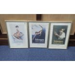 Three Vintage Schweppes Framed Advertising Posters, depicting Glamorous Ladies with Orange Squash,