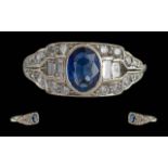 Ladies - Excellent 18ct White Gold Sapphire and Diamond Set Dress Ring, Marked 18ct to Interior of