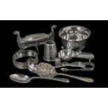 Small Collection of Silver, comprising small sugar bowl raised on three ball feet, sugar tongs,
