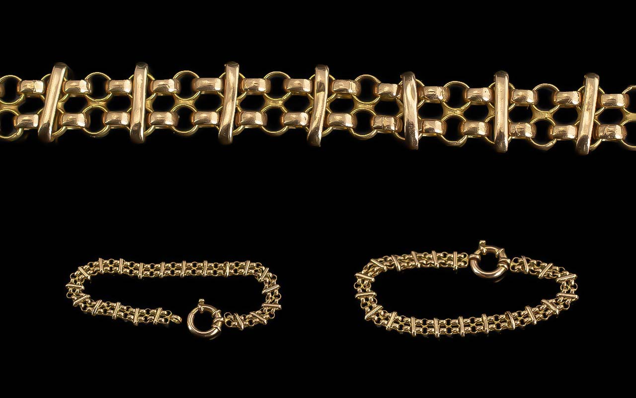 Ladies Excellent Quality Well Designed Bracelet With Excellent Clasp - Full Hallmark For 9ct (375)