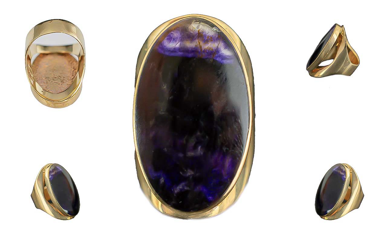 Ladies Modern Stylish Blue John Single Stone Ring - Full Hallmark To Interior Of Shank. The Large