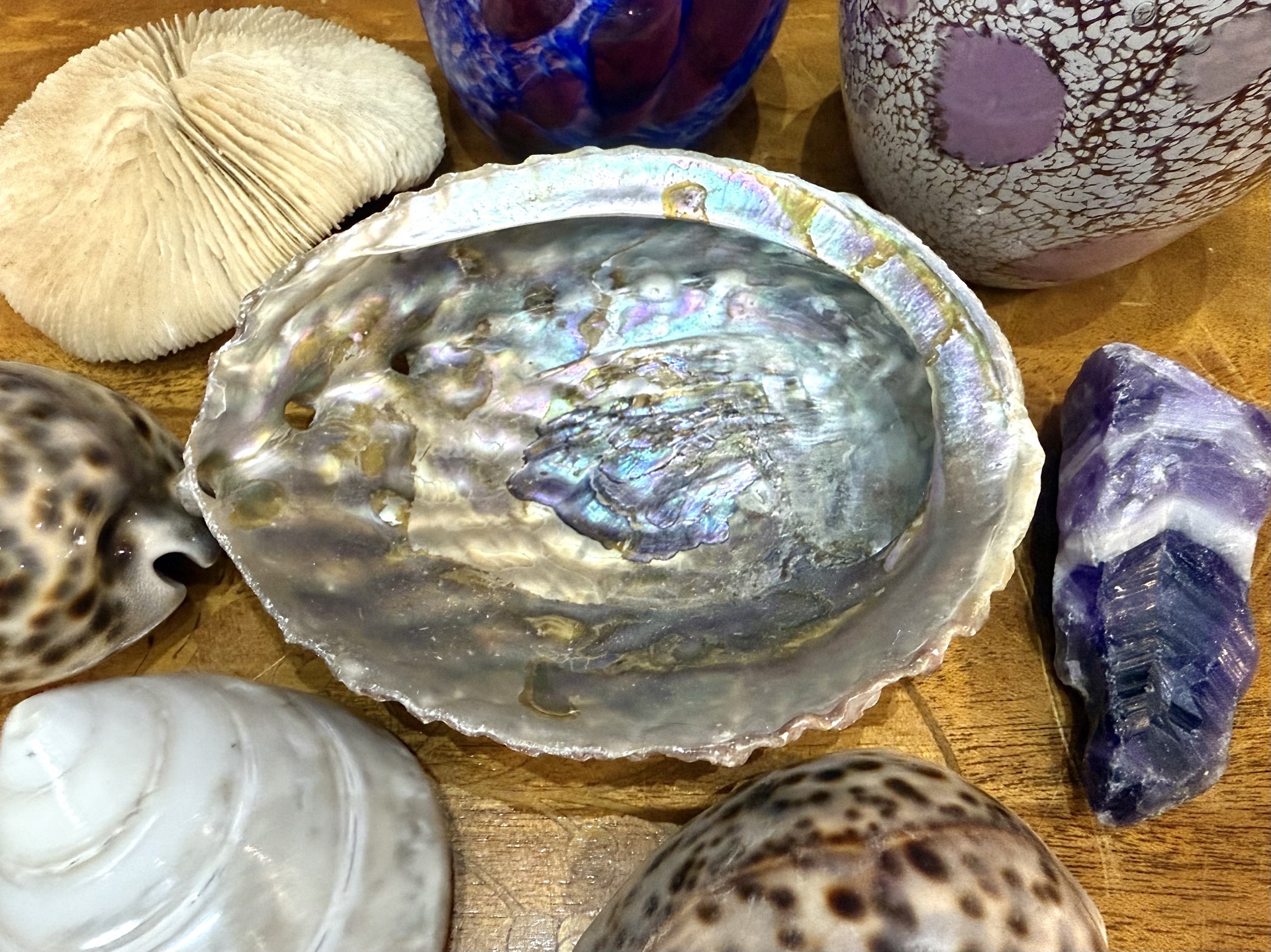 Two Glass Studio Vase, Ireland from Jersey, together with a collection of mixed sea shells, - Image 2 of 2