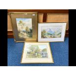 Three Watercolours, all mounted, framed and glazed. Comprising 'Golden October' by J Barclay,