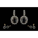 Ladies Fine Pair of 18ct Gold Diamond an
