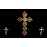 Antique Period 15ct Gold Gem Set Cross P