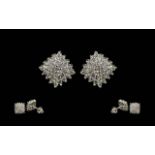 Ladies Pair Of Fine 9ct Gold & Diamond S