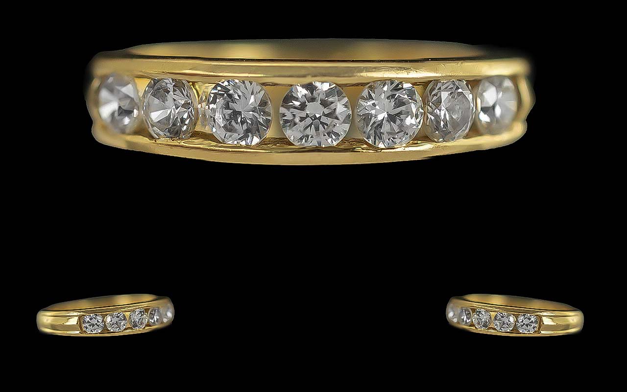 Ladies 18ct Gold 7 Stone Set Channel Rin - Image 2 of 2