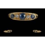18ct Gold Sapphire & Diamond Ring, three