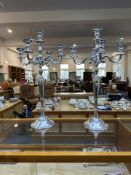 Pair of Large Modern Candelabra, five branch, chrome, decorative items. Height 32''.