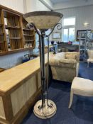 Modern Standard Lamp, silvered and marble effect circular stepped base. Height 66''.