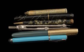 Collection of Writing Equipment, Includes Conway Stewart Fountain Pen with 14k Gold Nib, Parker