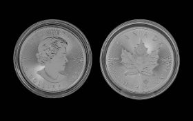 Canadian Mint Maple Leaf 1oz Fine Silver Coin - Purity 9999. Still In Capsule. Date 2020. Mint