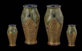 Royal Doulton Pair of Signed Vases. Impressed Marked 8020 / 694. Monogrammed HD-A. Early 20th