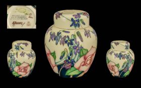 Moorcroft Hand Painted Tube lined Lidded Ltd and Numbered Edition Ginger Jar ' Roses ' Cream Ground.