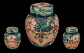 Moorcroft Hand Painted Tube lined Lidded Ginger Jar ' Oberon ' Design. Designer Rachel Bishop.