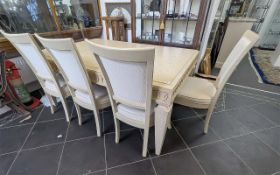 American Light Oak Ten-Seater Extending Table with eight dining tables and two carvers with padded