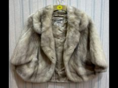 Ladies Blonde Mink Cape/Jacket, fully lined in sateen fabric, shawl collar, hook and eye