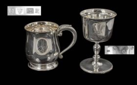 Prince of Wales 1969 Investiture Goblet, weight 348.80 grams, engraved and dated 1969. Together with