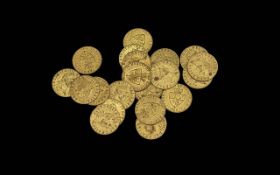 20 Antique George Jetsons Georgian Gaming Tokens of Guinea Coins, dated 1788.