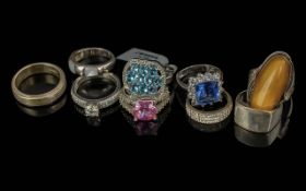 Great Collection of ( 9 ) 925 Silver & Different Stone Set Rings. All Stamped for Silver. Various
