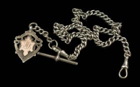 Victorian Period Sterling Silver Albert Chain - Marked For Sterling Silver. Length 20'' (50 cm)