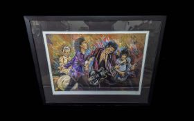 Rolling Stones Interest - Ronnie Wood Limited Edition Large Framed Print, 'Stones on Stage - The