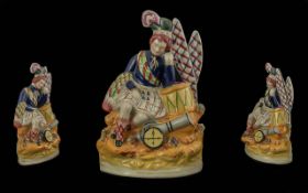 Staffordshire 19th Century Figure ' Scottish Military Drummer Resting ' c.1880. 11 Inches - 27.5 cms
