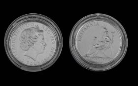 Royal Mint Brittania 1oz Fine Silver Coin - Purity 999. Still In Capsule. Date 2013. Mint