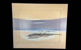 Barberra 'Sea Grass' Acrylic on Canvas, beautiful beach scene, measures 27'' x 32''. Hand written