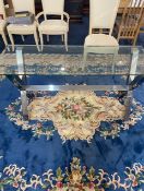 Modern Chrome Framed Glass Top Side Table, Height 30''.