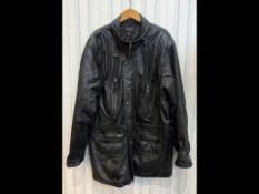 Gentleman's Black Leather Jacket by LLD, size 2XL, zip fastening, zipped and popper fastenings,