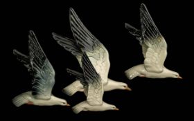 Beswick Figural - Hand Painted Set of Four Bird Wall Plaques ' Seagull Gloss. Model No 922, Style
