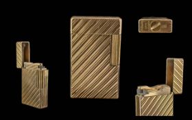 ST Dupont Paris Gold Plated Lighter - 20 Microns Of Gold Overlay. Pleasing Design. Circa 1960's.