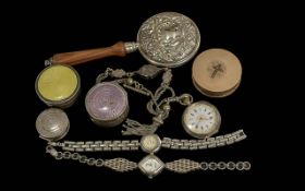 Small Collection of Silver Items & Collectibles, comprising a silver backed small hand mirror with a